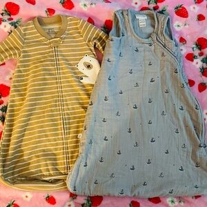 Cozy Striped and Nautical baby sleep sacks.
